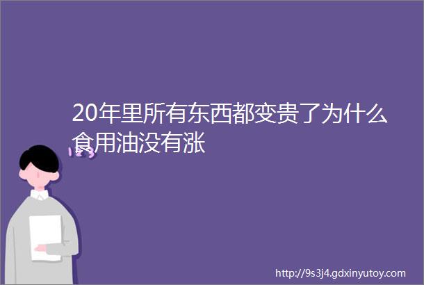 20年里所有东西都变贵了为什么食用油没有涨